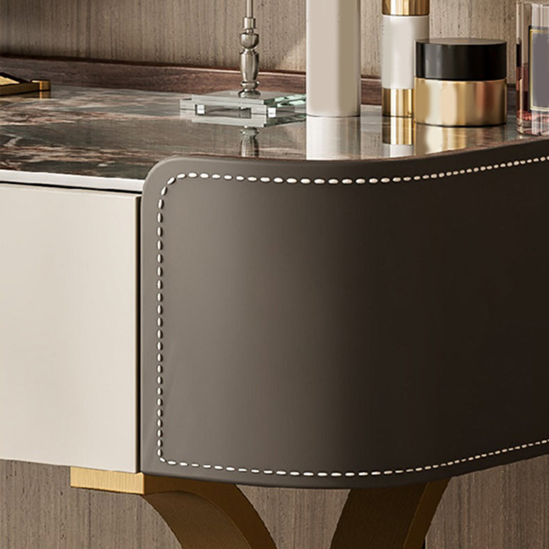 2 cajones de tocador con taburete Glam Stone Top Manaup Tocador de tocador