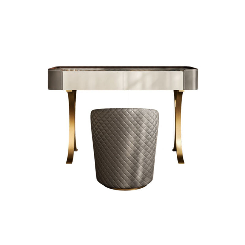 2 cajones de tocador con taburete Glam Stone Top Manaup Tocador de tocador