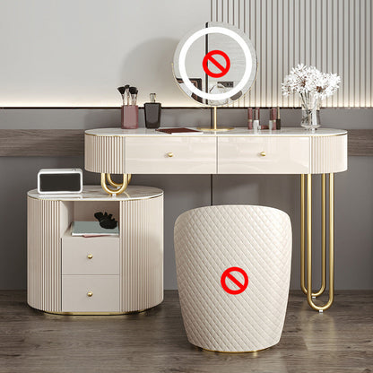 Tavolo da vanità in pietra lussuosa con cassetti da 30,7 "Hkeup da toeletta da toep set in beige