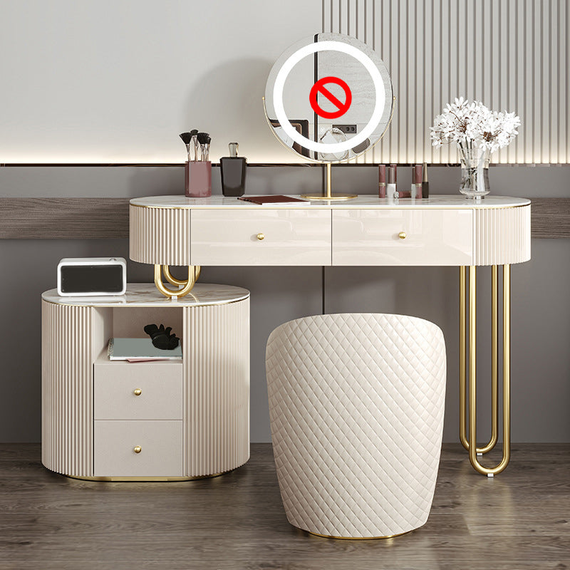 Tavolo da vanità in pietra lussuosa con cassetti da 30,7 "Hkeup da toeletta da toep set in beige