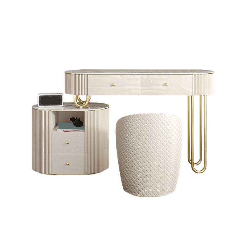 Tavolo da vanità in pietra lussuosa con cassetti da 30,7 "Hkeup da toeletta da toep set in beige