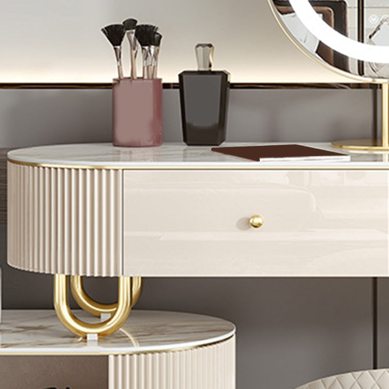 Tavolo da vanità in pietra lussuosa con cassetti da 30,7 "Hkeup da toeletta da toep set in beige