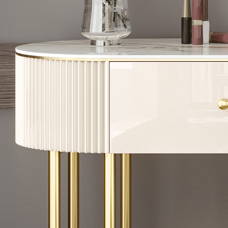 Tavolo da vanità in pietra lussuosa con cassetti da 30,7 "Hkeup da toeletta da toep set in beige