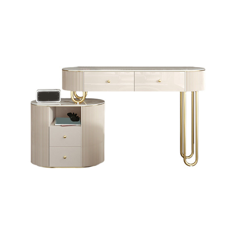 Tavolo da vanità in pietra lussuosa con cassetti da 30,7 "Hkeup da toeletta da toep set in beige