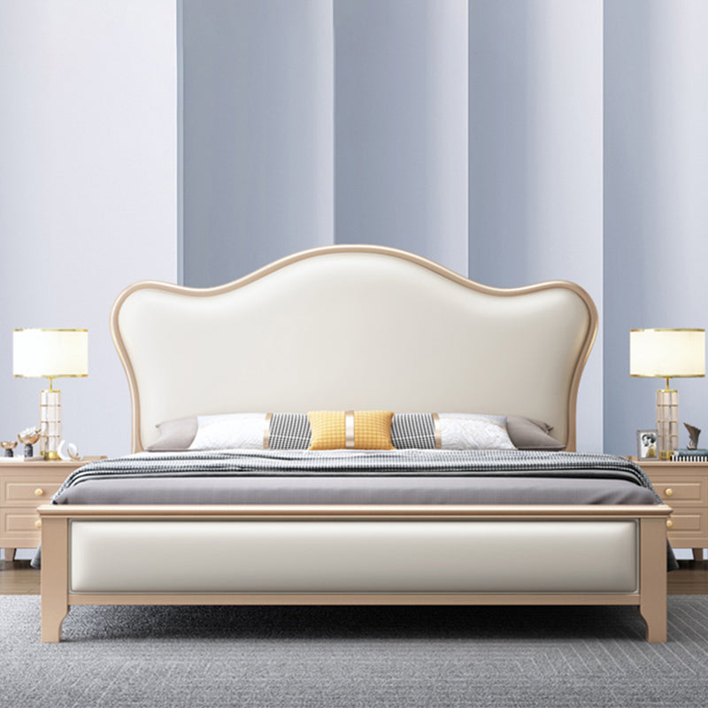 Modern Wood and Upholstered Standard Bed 57.5" Tall Panel Bed Panel Bed & Mattress Clearhalo 'Bedroom Furniture' 'Beds' 'furn' 'furn_beds' 'Furniture' 5898954