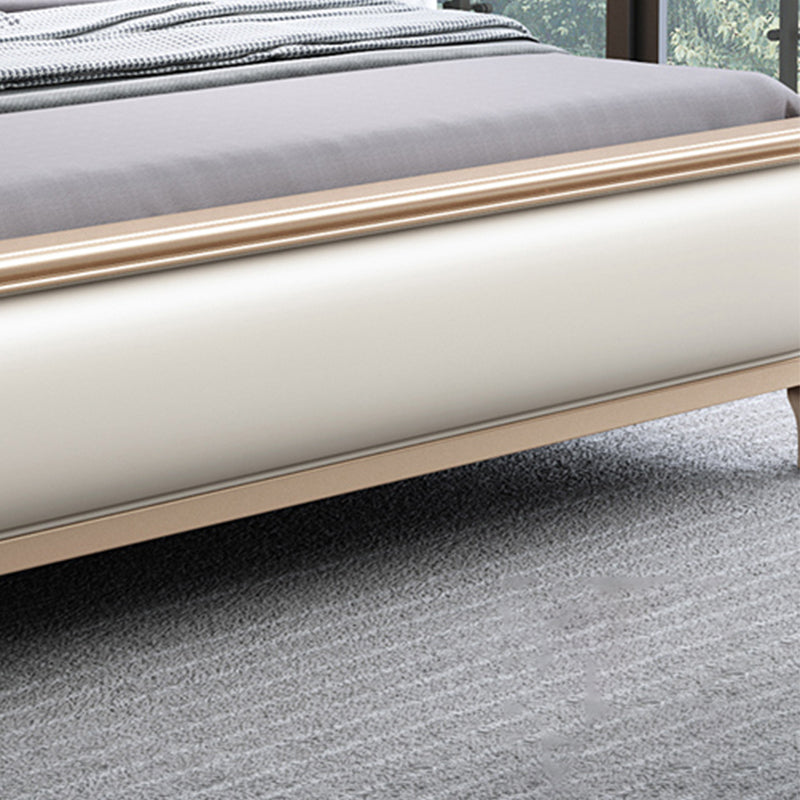 Modern Wood and Upholstered Standard Bed 57.5" Tall Panel Bed Clearhalo 'Bedroom Furniture' 'Beds' 'furn' 'furn_beds' 'Furniture' 5898961