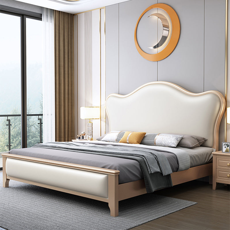 Modern Wood and Upholstered Standard Bed 57.5" Tall Panel Bed Panel Bed & Mattress Spring&Latex Clearhalo 'Bedroom Furniture' 'Beds' 'furn' 'furn_beds' 'Furniture' 5898966