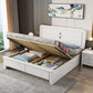 White Contemporary Panel Bed Solid Wood Bed Frame, 44.5" Tall Lift Up Storage Clearhalo 'Bedroom Furniture' 'Beds' 'furn' 'furn_beds' 'Furniture' 5898970