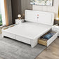 White Contemporary Panel Bed Solid Wood Bed Frame, 44.5" Tall Pull-Out Storage Single Bed Unavailable Clearhalo 'Bedroom Furniture' 'Beds' 'furn' 'furn_beds' 'Furniture' 5898971