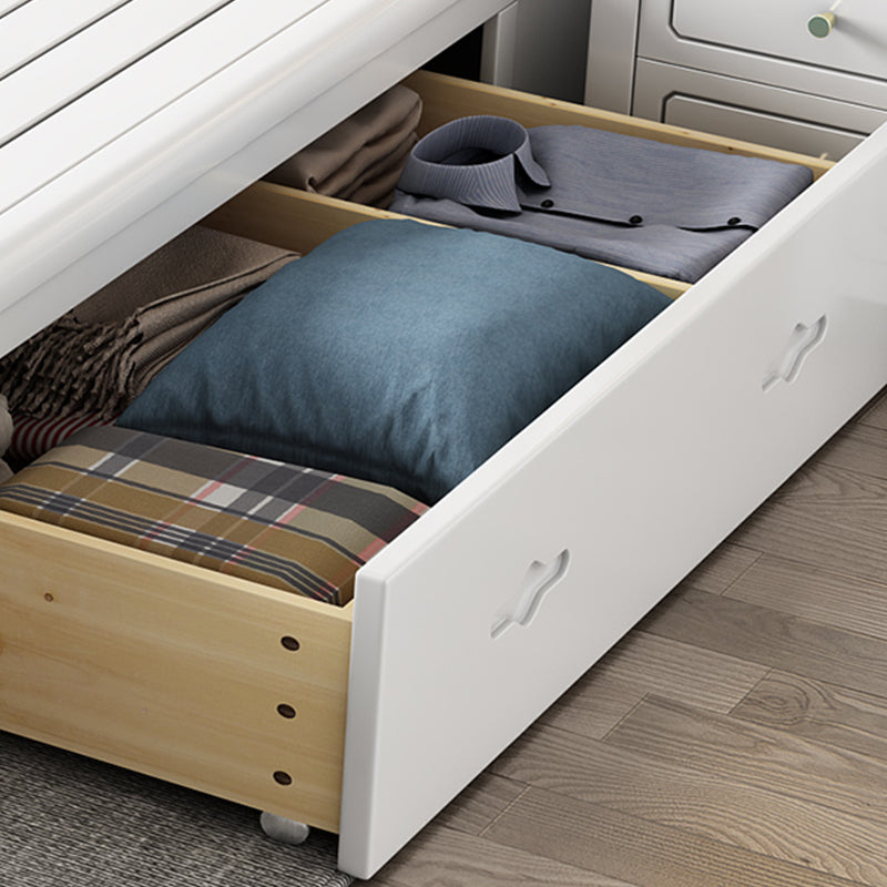 White Contemporary Panel Bed Solid Wood Bed Frame, 44.5" Tall Clearhalo 'Bedroom Furniture' 'Beds' 'furn' 'furn_beds' 'Furniture' 5898973