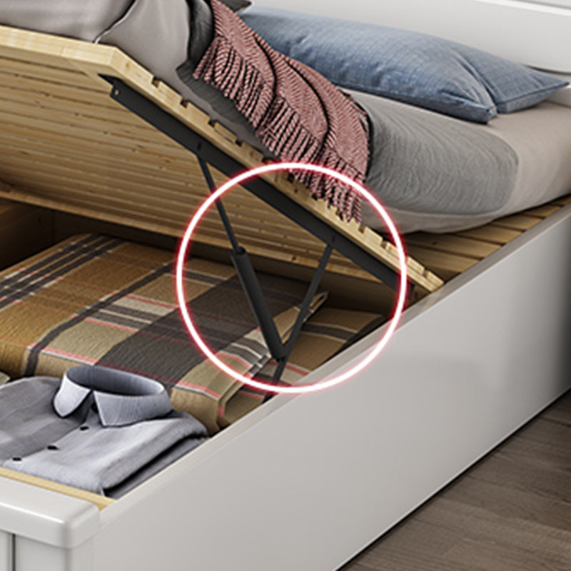 White Contemporary Panel Bed Solid Wood Bed Frame, 44.5" Tall Clearhalo 'Bedroom Furniture' 'Beds' 'furn' 'furn_beds' 'Furniture' 5898974