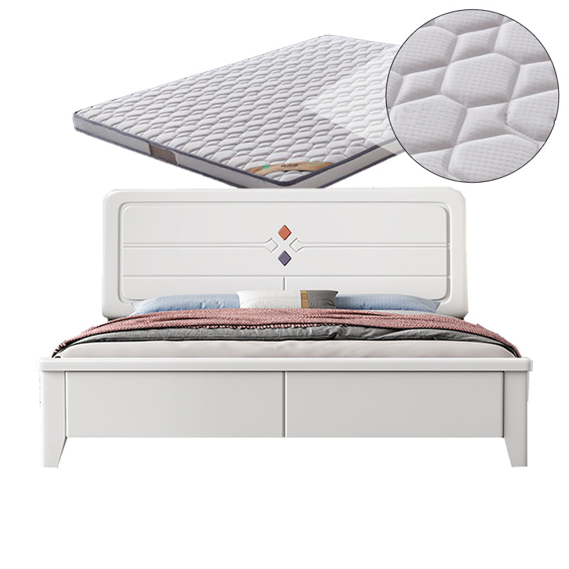 White Contemporary Panel Bed Solid Wood Bed Frame, 44.5" Tall Clearhalo 'Bedroom Furniture' 'Beds' 'furn' 'furn_beds' 'Furniture' 5898979