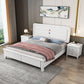 White Contemporary Panel Bed Solid Wood Bed Frame, 44.5" Tall Panel Bed & Mattress Spring&Latex Clearhalo 'Bedroom Furniture' 'Beds' 'furn' 'furn_beds' 'Furniture' 5898980
