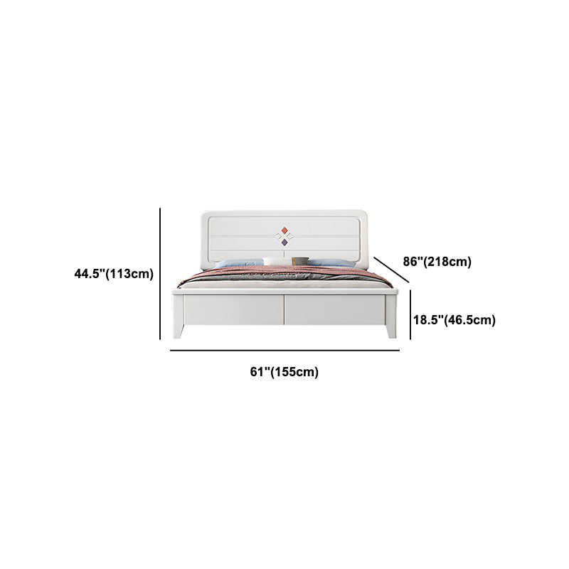 White Contemporary Panel Bed Solid Wood Bed Frame, 44.5" Tall Clearhalo 'Bedroom Furniture' 'Beds' 'furn' 'furn_beds' 'Furniture' 5898981