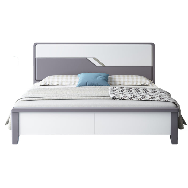 43.3" Tall Contemporary Standard Bed with Headboard, Solid Wood Panel Bed