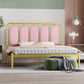 Letto standard metallico con cornice glam con testiera rivestita