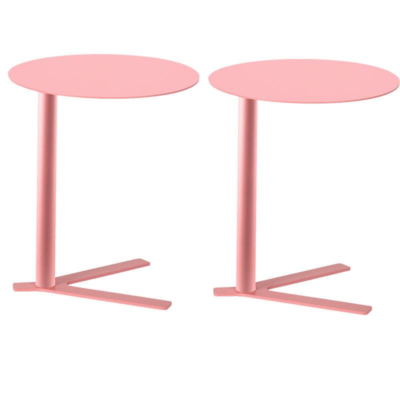 Metal Round Side End Table Minimalist Side Table for Living Room Pink 2 Clearhalo 'Coffee & Accent Tables' 'End & Side Tables' 'end_side_tables' 'furn' 'furn_end_side_tables' 'Furniture' 'Living Room Furniture' 5899179