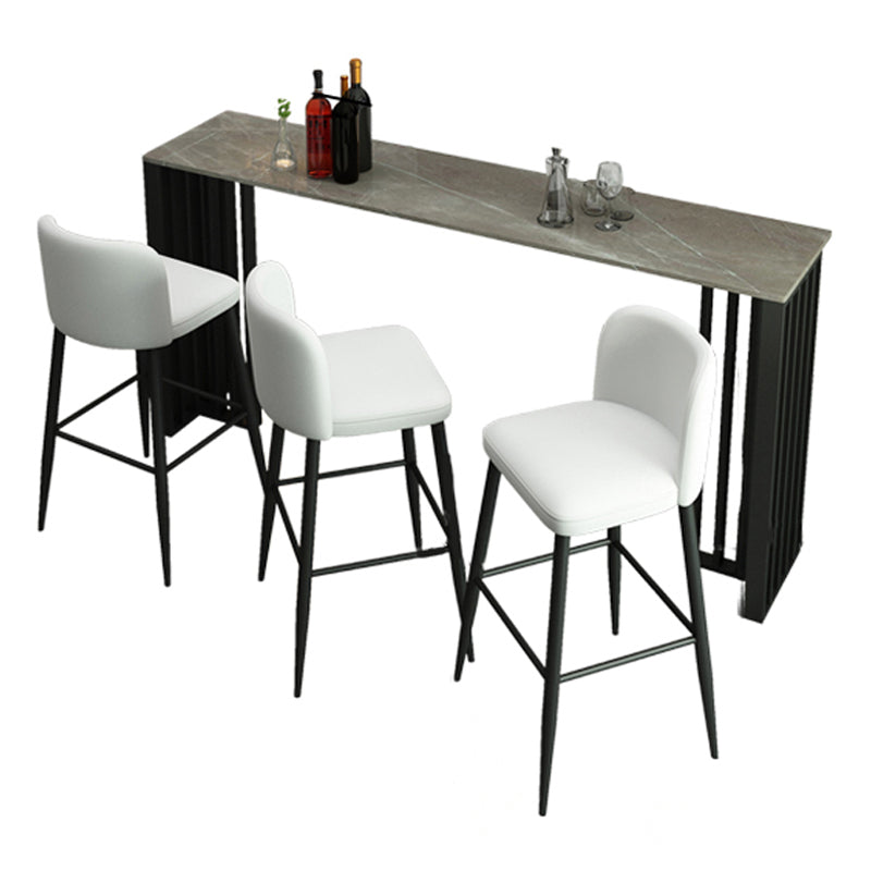 Industrielles 1/2/4-teiliges Bartisch-Set, rechteckiger Bartisch mit hohen Metallhockern