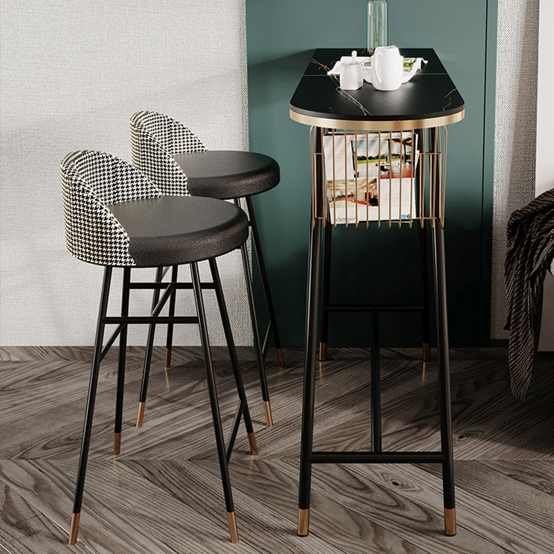 Indoor 1/2/3 Pieces Table and Stool Set Glam Trestle Stone Top Bar Table Set Clearhalo 'Bar Furniture' 'furn' 'furn_home_bar_bar_sets' 'Furniture' 'Home Bars & Bar Sets' 'home_bar_bar_sets' 'Kitchen & Dining Furniture' 5899410