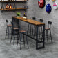 Industrial Wood Bar Table Set 1/2/7 Pieces Rectangular Counter Set for Home Use 7 Pieces: Table, 6 Black Stools Clearhalo 'Bar Furniture' 'furn' 'furn_home_bar_bar_sets' 'Furniture' 'Home Bars & Bar Sets' 'home_bar_bar_sets' 'Kitchen & Dining Furniture' 5899451