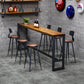 Industrial Wood Bar Table Set 1/2/7 Pieces Rectangular Counter Set for Home Use 7 Pieces: Table, 6 Brown Stools Clearhalo 'Bar Furniture' 'furn' 'furn_home_bar_bar_sets' 'Furniture' 'Home Bars & Bar Sets' 'home_bar_bar_sets' 'Kitchen & Dining Furniture' 5899454