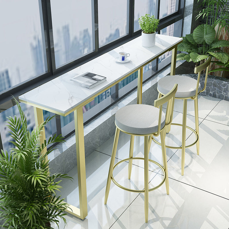 Glam Style 1/2/3/4 Pieces Faux Marble Bar Table Set Fixed Table Counter Set for Home Use Clearhalo 'Bar Furniture' 'furn' 'furn_home_bar_bar_sets' 'Furniture' 'Home Bars & Bar Sets' 'home_bar_bar_sets' 'Kitchen & Dining Furniture' 5899519