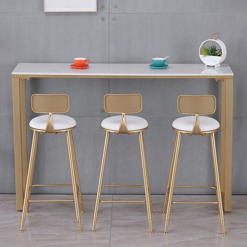 Glam Indoor 1/2/3/4/9 Pub Dining Set Pieces Rectangle White Marble Bistro Set 4 Pieces: Table, 3 Stools Clearhalo 'Bar Furniture' 'furn' 'furn_home_bar_bar_sets' 'Furniture' 'Home Bars & Bar Sets' 'home_bar_bar_sets' 'Kitchen & Dining Furniture' 5899534