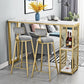 Glam Juego de mesa de bar de 1/3 piezas, mesa rectangular de piedra con taburetes para sala de estar