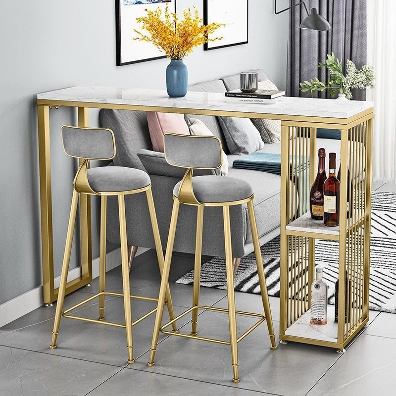 Glam Juego de mesa de bar de 1/3 piezas, mesa rectangular de piedra con taburetes para sala de estar