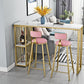 Glam Juego de mesa de bar de 1/3 piezas, mesa rectangular de piedra con taburetes para sala de estar