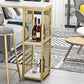Glam Juego de mesa de bar de 1/3 piezas, mesa rectangular de piedra con taburetes para sala de estar