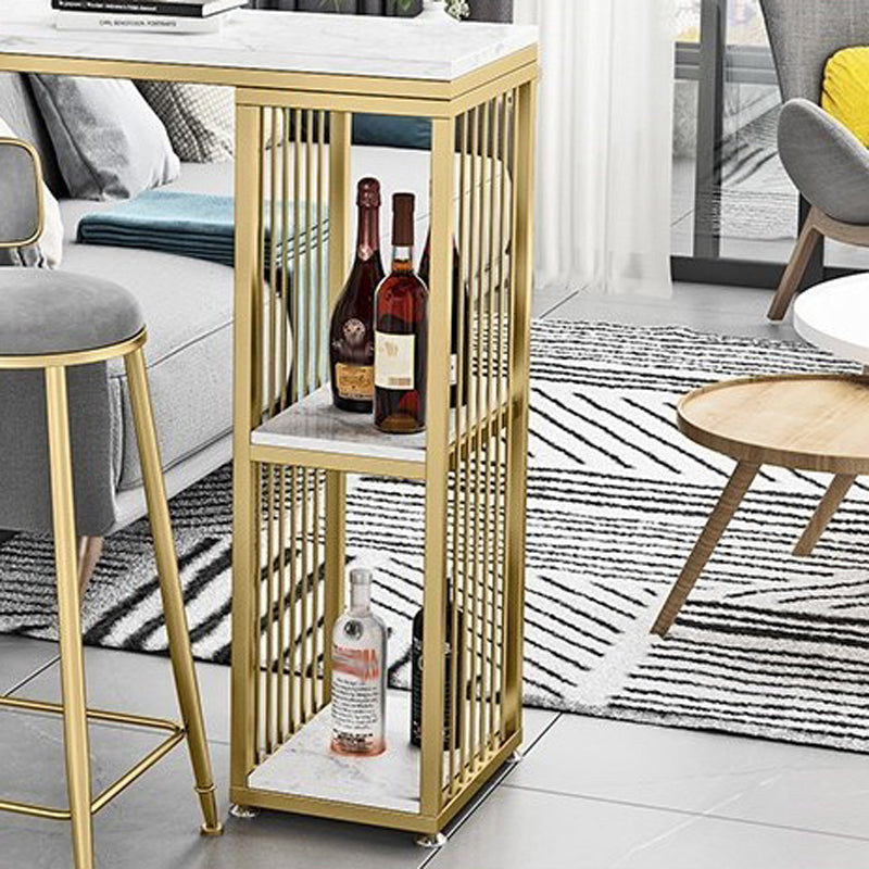 Glam Juego de mesa de bar de 1/3 piezas, mesa rectangular de piedra con taburetes para sala de estar