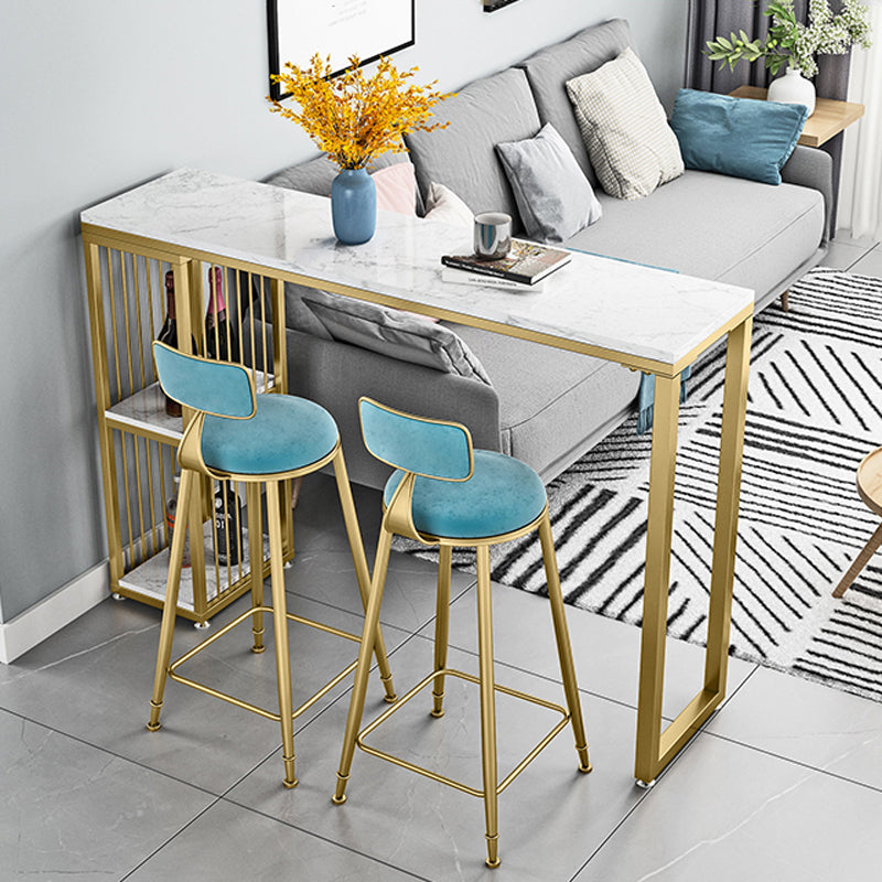 Glam Juego de mesa de bar de 1/3 piezas, mesa rectangular de piedra con taburetes para sala de estar