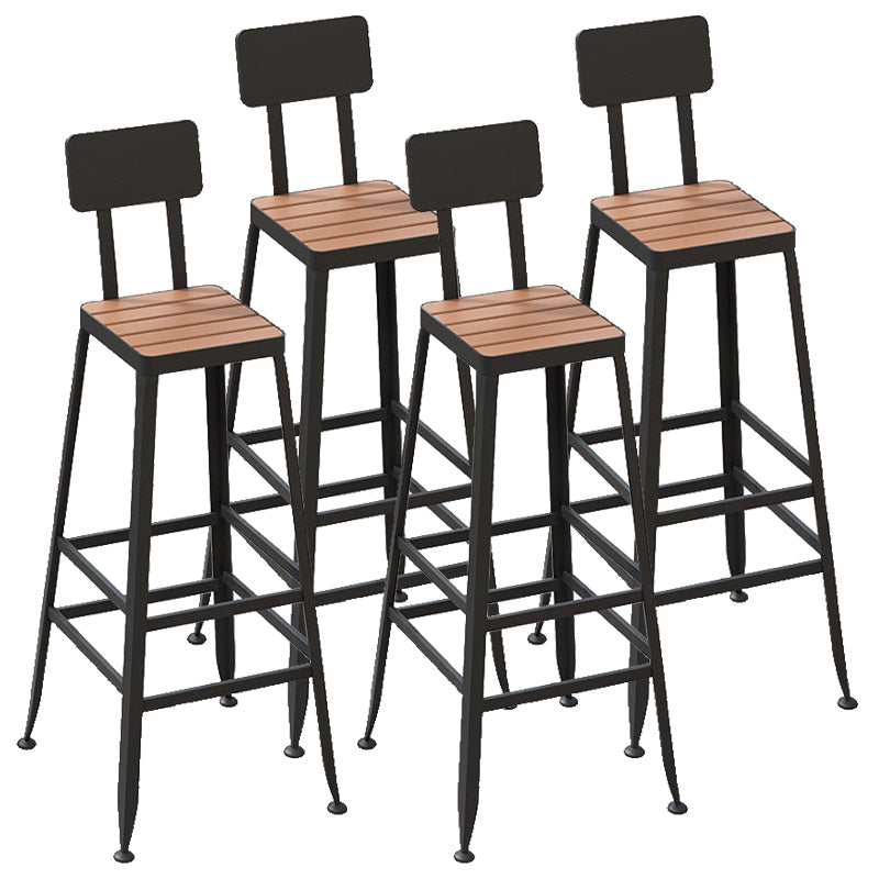 Modern Table Set 1/4/5 Pieces Bar Rectangle Bar Table with Metal High Stools for Kitchen Brown 30"H Stools (Set of 4) Clearhalo 'Bar Furniture' 'furn' 'furn_home_bar_bar_sets' 'Furniture' 'Home Bars & Bar Sets' 'home_bar_bar_sets' 'Kitchen & Dining Furniture' 5899608