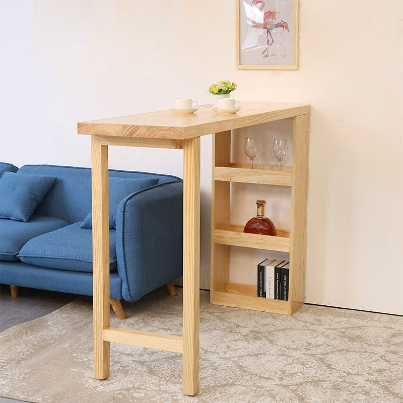 Modern Bar Table Set 1/2/3 Pieces Rectangle Bar Table with Wooden High Stools for Home