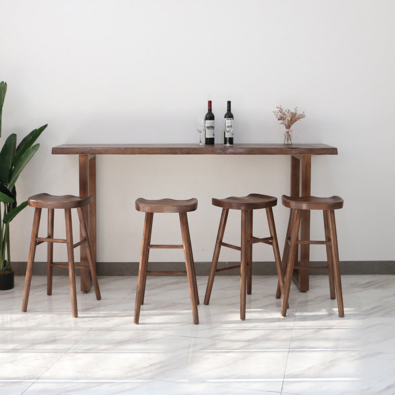 Industrial 1/2/4/5 Pieces Bar Table Set Rectangle Bar Table with Wooden High Stools Clearhalo 'Bar Furniture' 'furn' 'furn_home_bar_bar_sets' 'Furniture' 'Home Bars & Bar Sets' 'home_bar_bar_sets' 'Kitchen & Dining Furniture' 5899725