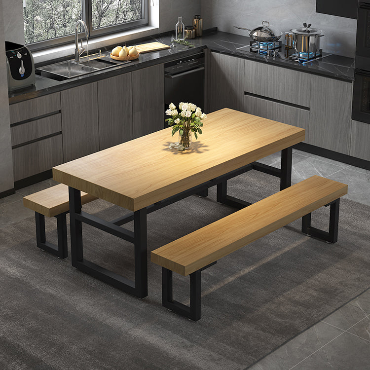 Modern Dining Set 1/2/3/5/7 Pieces Rectangle Pine Wood Dining Table for Dining Room 3 Pieces: Table, 2 Benches Clearhalo 'Dining Room Sets' 'Dining Tables & Seating' 'dining_room_set' 'furn' 'furn_dining_room_set' 'Furniture' 'Kitchen & Dining Furniture' 5899801
