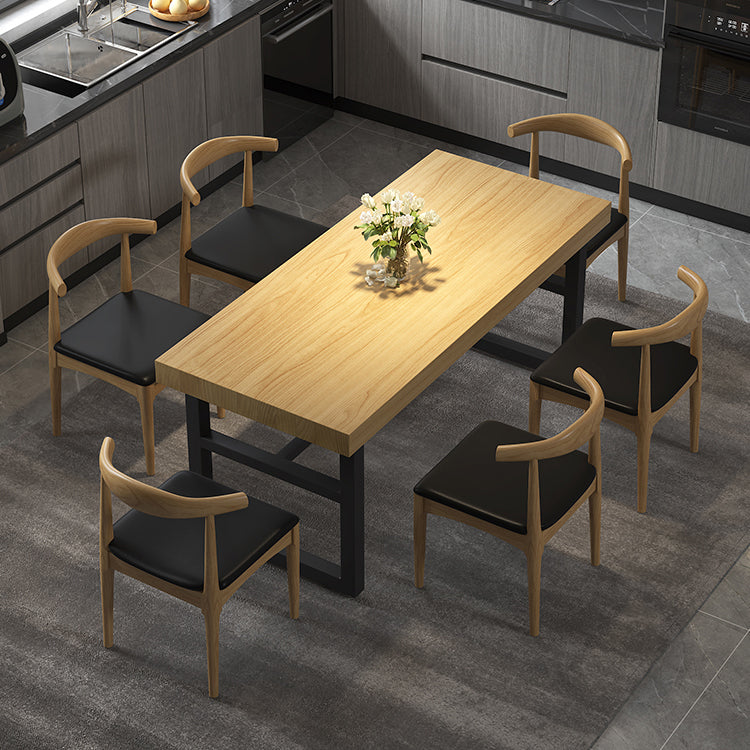 Modern Dining Set 1/2/3/5/7 Pieces Rectangle Pine Wood Dining Table for Dining Room 7 Pieces: Table, 6 Wood Chairs Clearhalo 'Dining Room Sets' 'Dining Tables & Seating' 'dining_room_set' 'furn' 'furn_dining_room_set' 'Furniture' 'Kitchen & Dining Furniture' 5899806