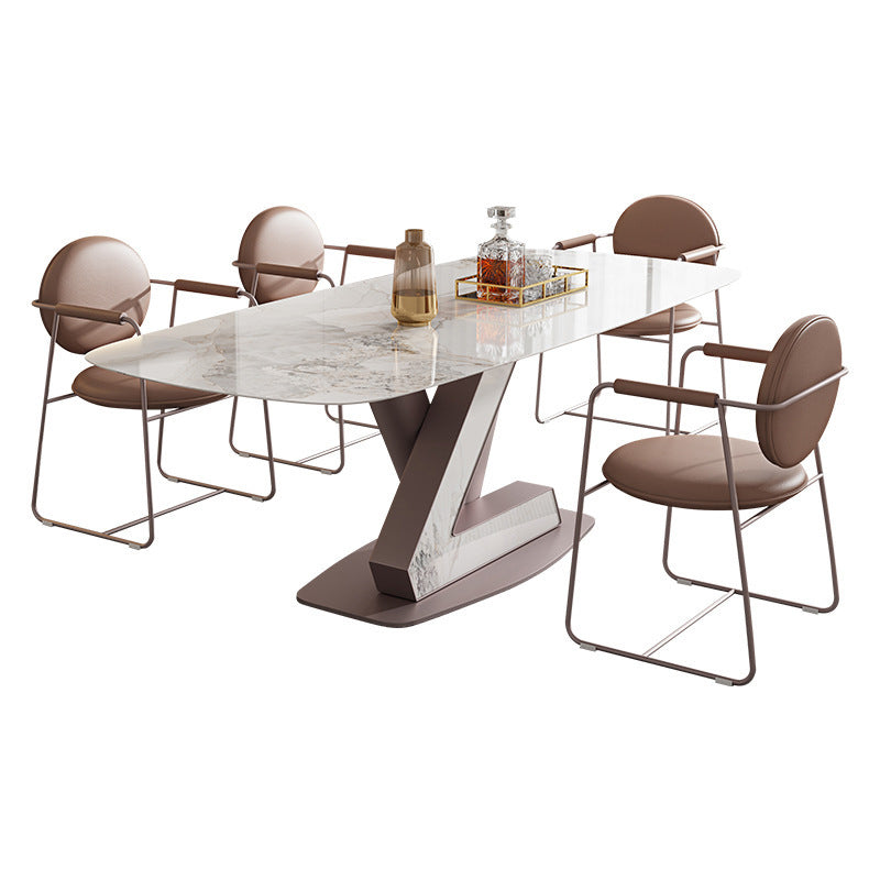 Nordic 1/4/5/7 Pieces Rectangle Dining Set Sintered Stone Top Dinette Table Set 5 Pieces: Table, 4 Chairs Clearhalo 'Dining Room Sets' 'Dining Tables & Seating' 'dining_room_set' 'furn' 'furn_dining_room_set' 'Furniture' 'Kitchen & Dining Furniture' 5899883