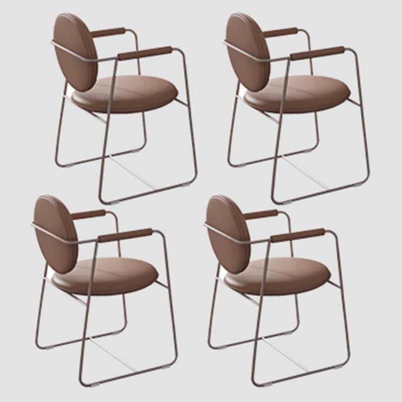 Nordic 1/4/5/7 Pieces Rectangle Dining Set Sintered Stone Top Dinette Table Set 4 Brown Chairs Clearhalo 'Dining Room Sets' 'Dining Tables & Seating' 'dining_room_set' 'furn' 'furn_dining_room_set' 'Furniture' 'Kitchen & Dining Furniture' 5899884