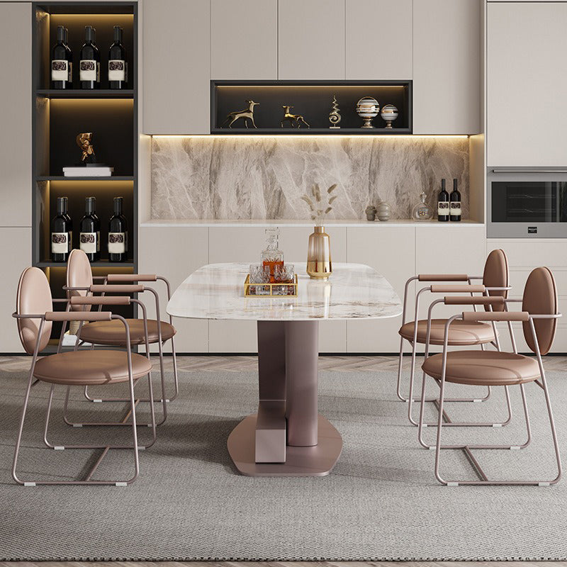 Nordic 1/4/5/7 Pieces Rectangle Dining Set Sintered Stone Top Dinette Table Set Clearhalo 'Dining Room Sets' 'Dining Tables & Seating' 'dining_room_set' 'furn' 'furn_dining_room_set' 'Furniture' 'Kitchen & Dining Furniture' 5899885