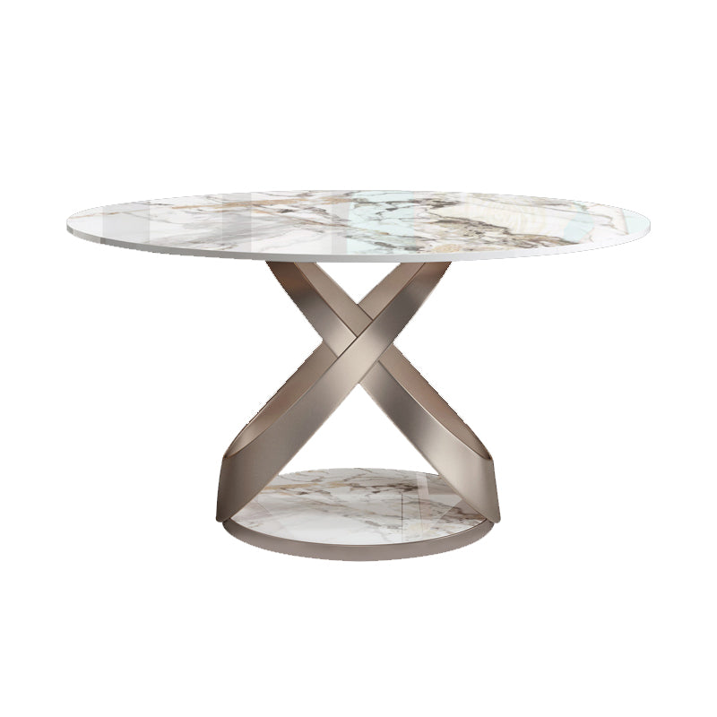 Ensemble de table à manger ronde 1/4/5/7 PCS Table à manger avec dessus en pierre avec chaise rembourrée