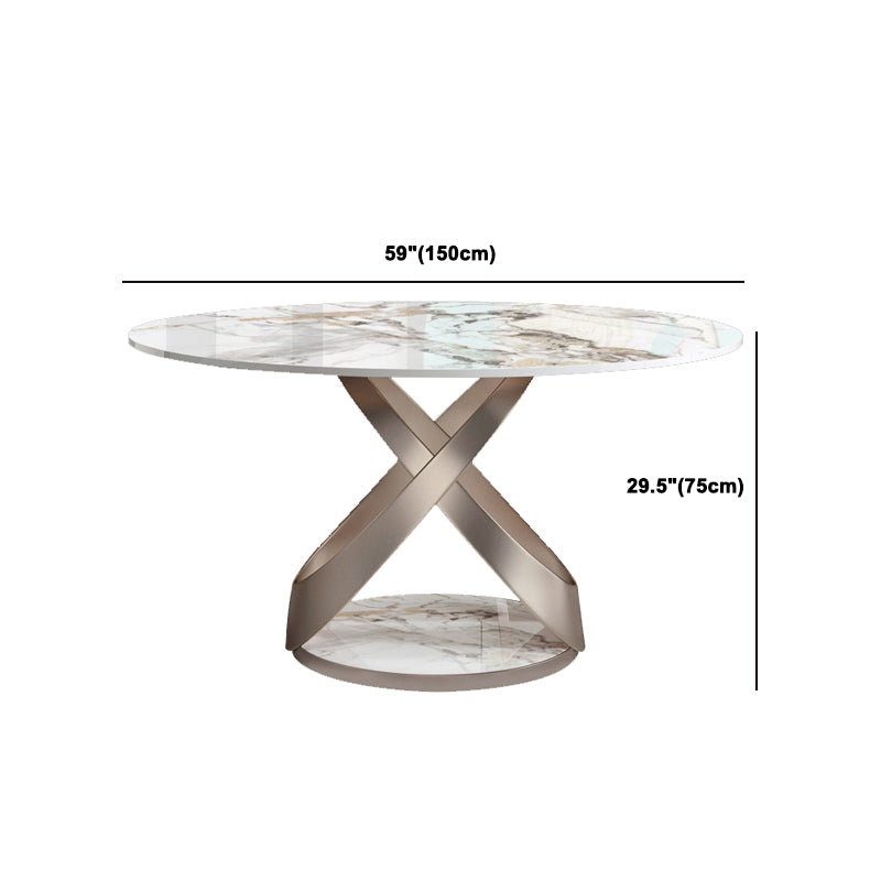 Ensemble de table à manger ronde 1/4/5/7 PCS Table à manger avec dessus en pierre avec chaise rembourrée