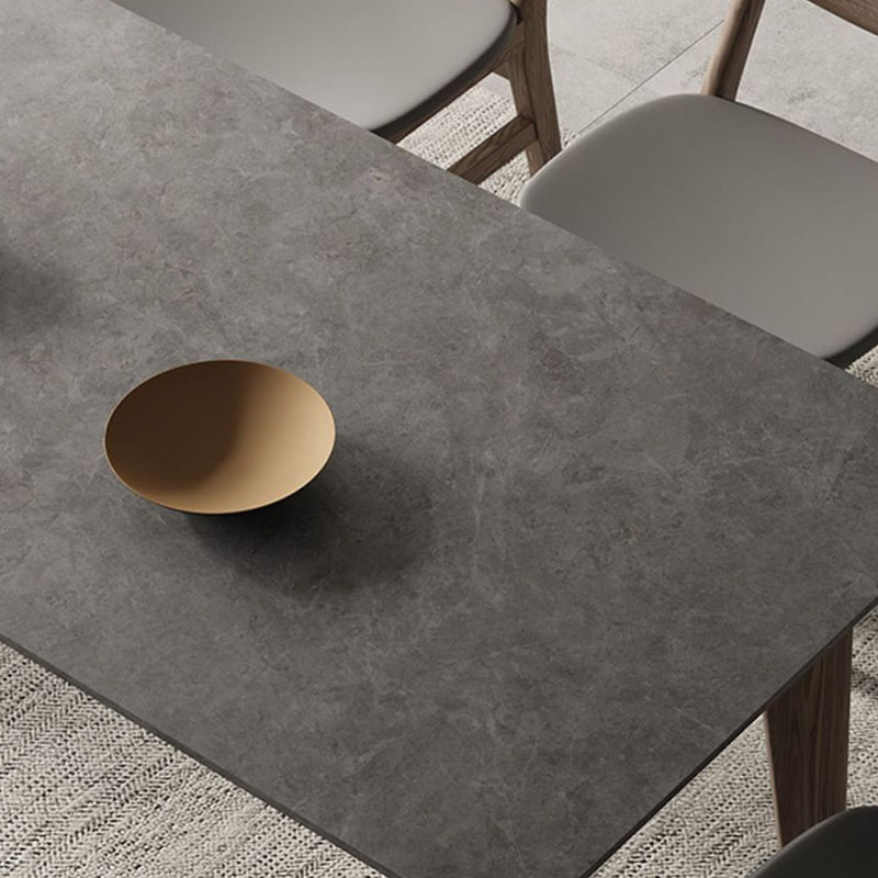 Modern 1/4/5/6 Pieces Rectangle Dining Set Sintered Stone Top Solid Wood Table Set Clearhalo 'Dining Room Sets' 'Dining Tables & Seating' 'dining_room_set' 'furn' 'furn_dining_room_set' 'Furniture' 'Kitchen & Dining Furniture' 5899921