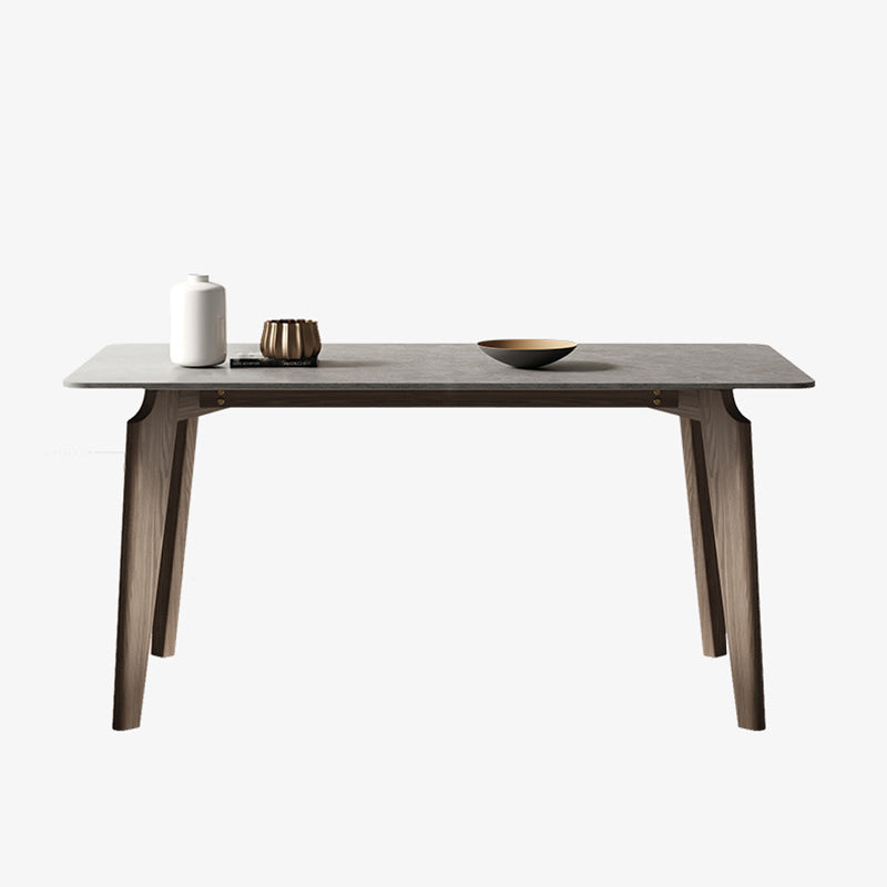 Modern 1/4/5/6 Pieces Rectangle Dining Set Sintered Stone Top Solid Wood Table Set Clearhalo 'Dining Room Sets' 'Dining Tables & Seating' 'dining_room_set' 'furn' 'furn_dining_room_set' 'Furniture' 'Kitchen & Dining Furniture' 5899924