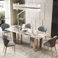 Luxuriöses rechteckiges Esszimmer-Set, 1/2/3/5/6/7/9-teilig, Esstisch-Set mit gesinterter Steinplatte