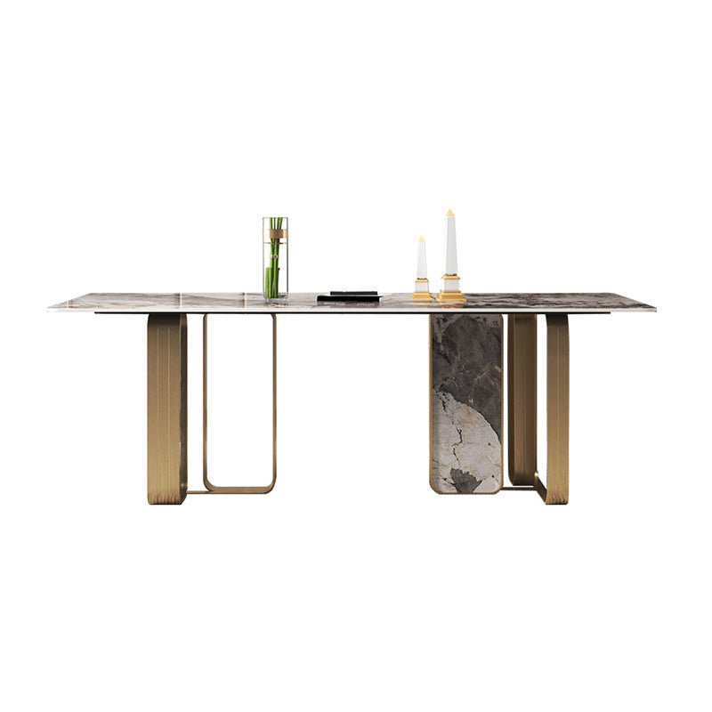 Luxuriöses rechteckiges Esszimmer-Set, 1/2/3/5/6/7/9-teilig, Esstisch-Set mit gesinterter Steinplatte