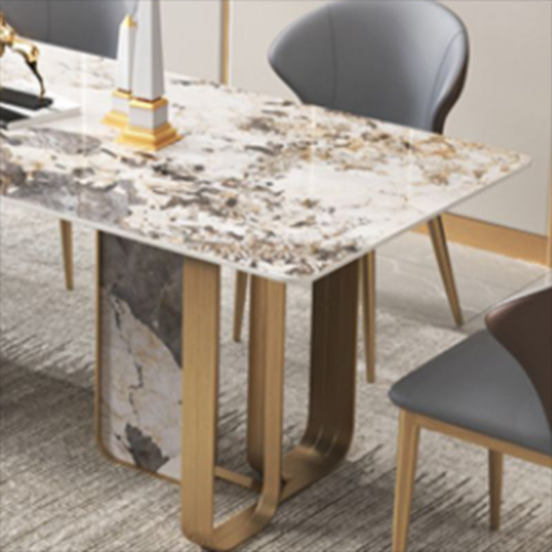 Luxuriöses rechteckiges Esszimmer-Set, 1/2/3/5/6/7/9-teilig, Esstisch-Set mit gesinterter Steinplatte