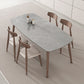 Mid-century Dining Table Stone Top Dining Table with Solid Wood Base