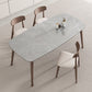 Mid-century Dining Table Stone Top Dining Table with Solid Wood Base